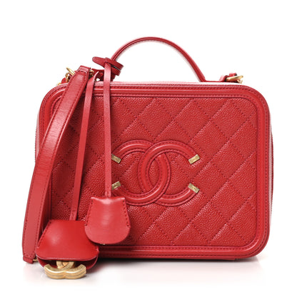 Chanel Caviar Quilted Medium CC Filigree Vanity Case Dark Red 1 of 11