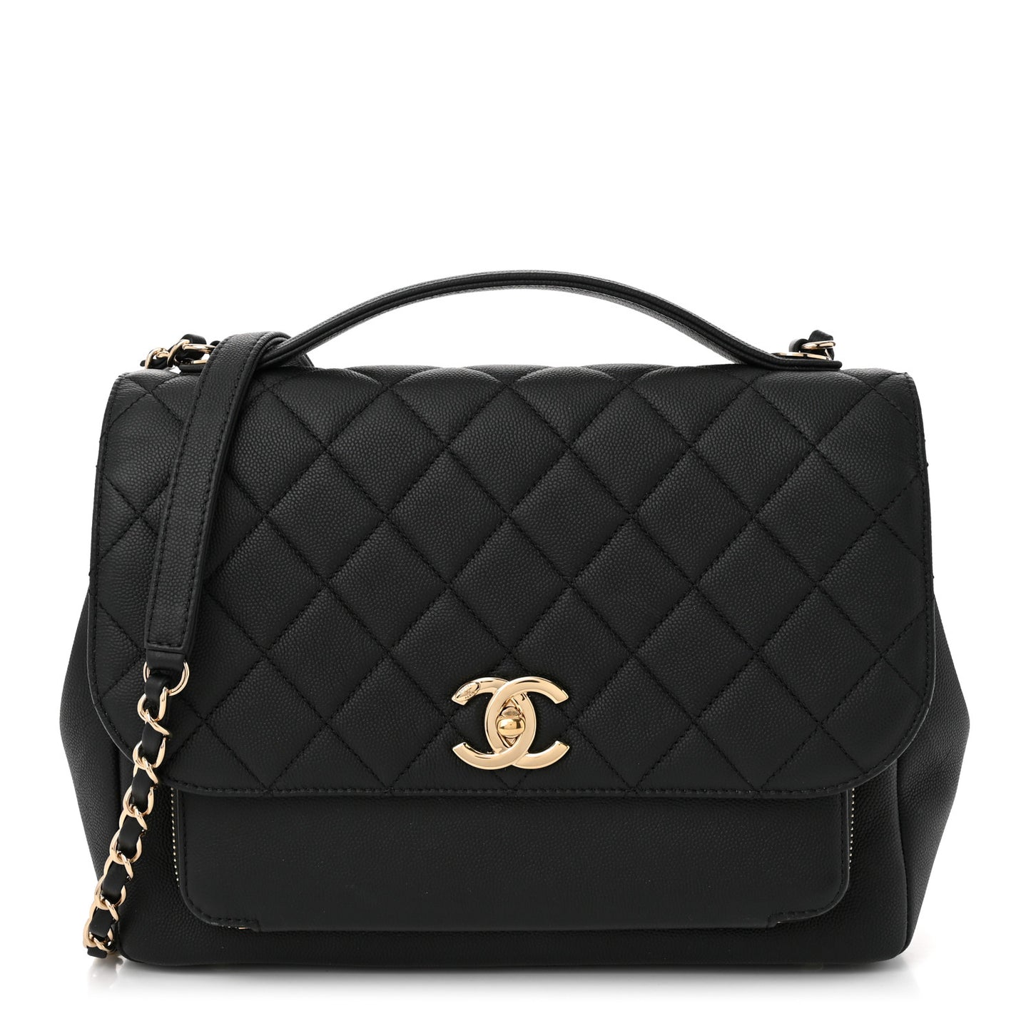 Caviar Quilted Large Business Affinity Flap Black