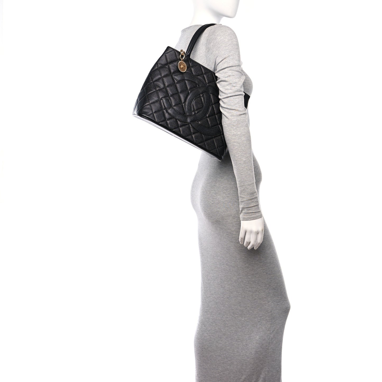Caviar Quilted Medallion Tote Black