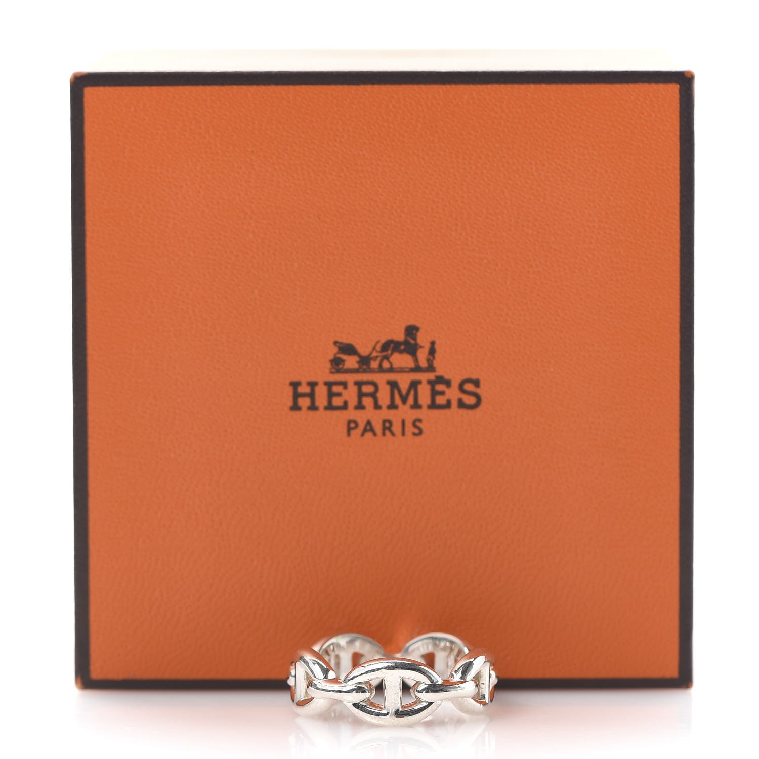 Hermes Sterling Silver PM Chaine d'Ancre Enchainee Band Ring 53 6.25 6 of 6