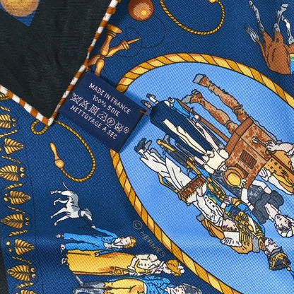Hermes Silk Promenades de Paris Scarf 70 Black Marine Bleu 3 of 5