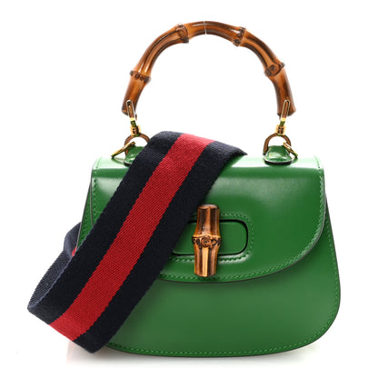 Gucci Boarded Dyana Lux Calfskin Web Small Bamboo 1947 Top Handle Bag Spring Green 1 of 9