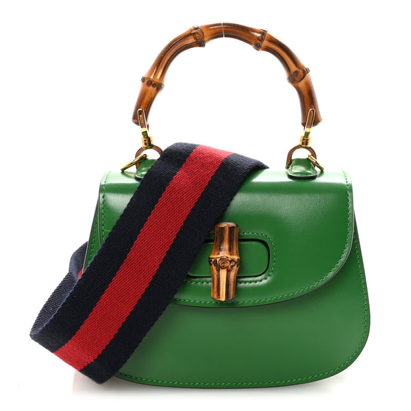 Gucci Boarded Dyana Lux Calfskin Web Small Bamboo 1947 Top Handle