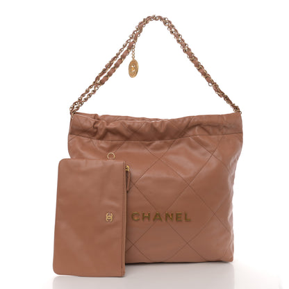 Chanel Shiny Calfskin Quilted Small Chanel 22 Camel 3 of 11