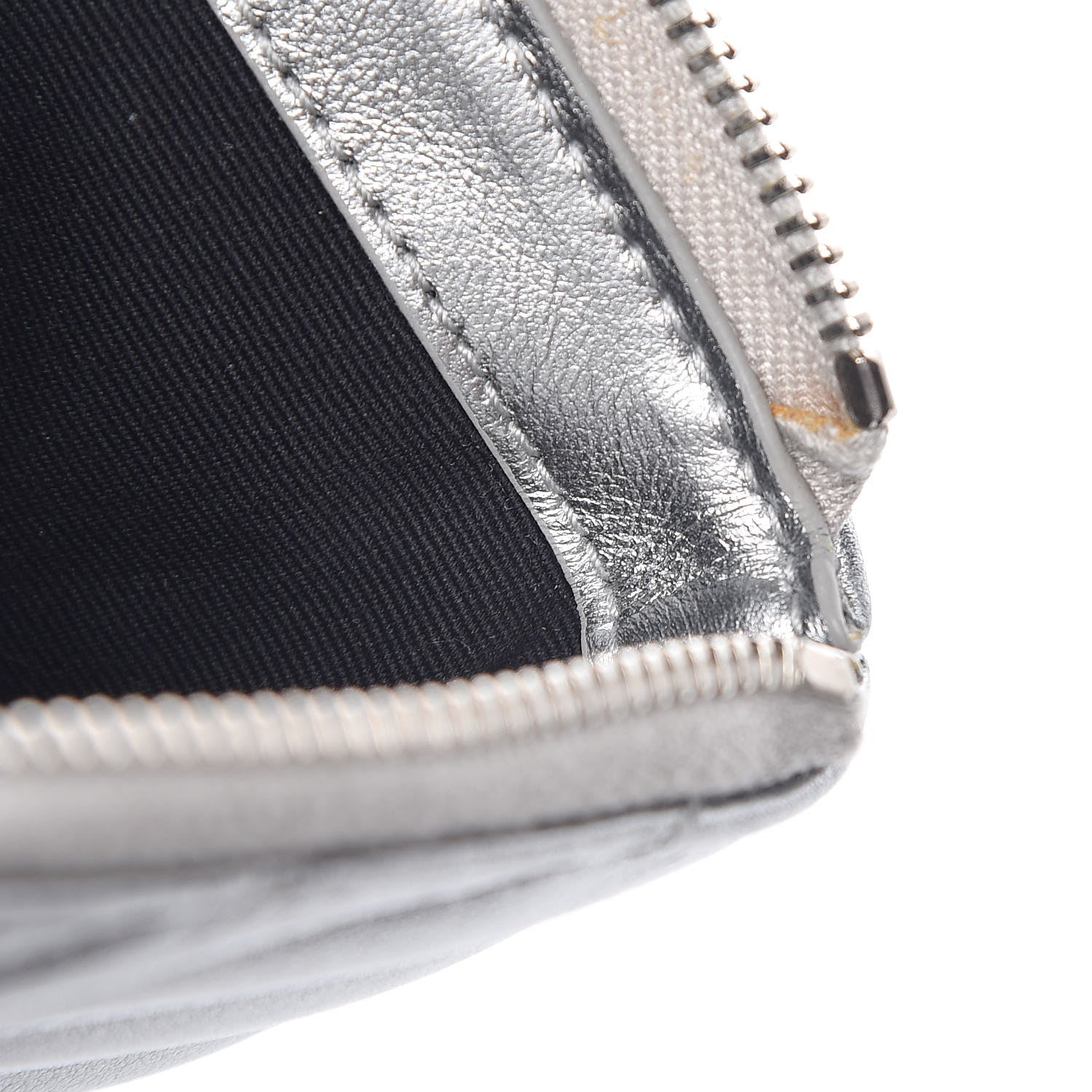 Saint Laurent Metallic Calfskin Matelasse Chevron Monogram Pouch Silver 16 of 16