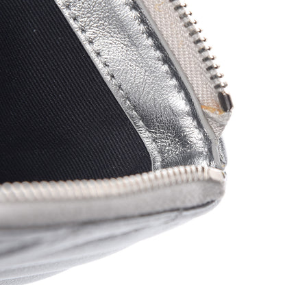 Saint Laurent Metallic Calfskin Matelasse Chevron Monogram Pouch Silver 16 of 16