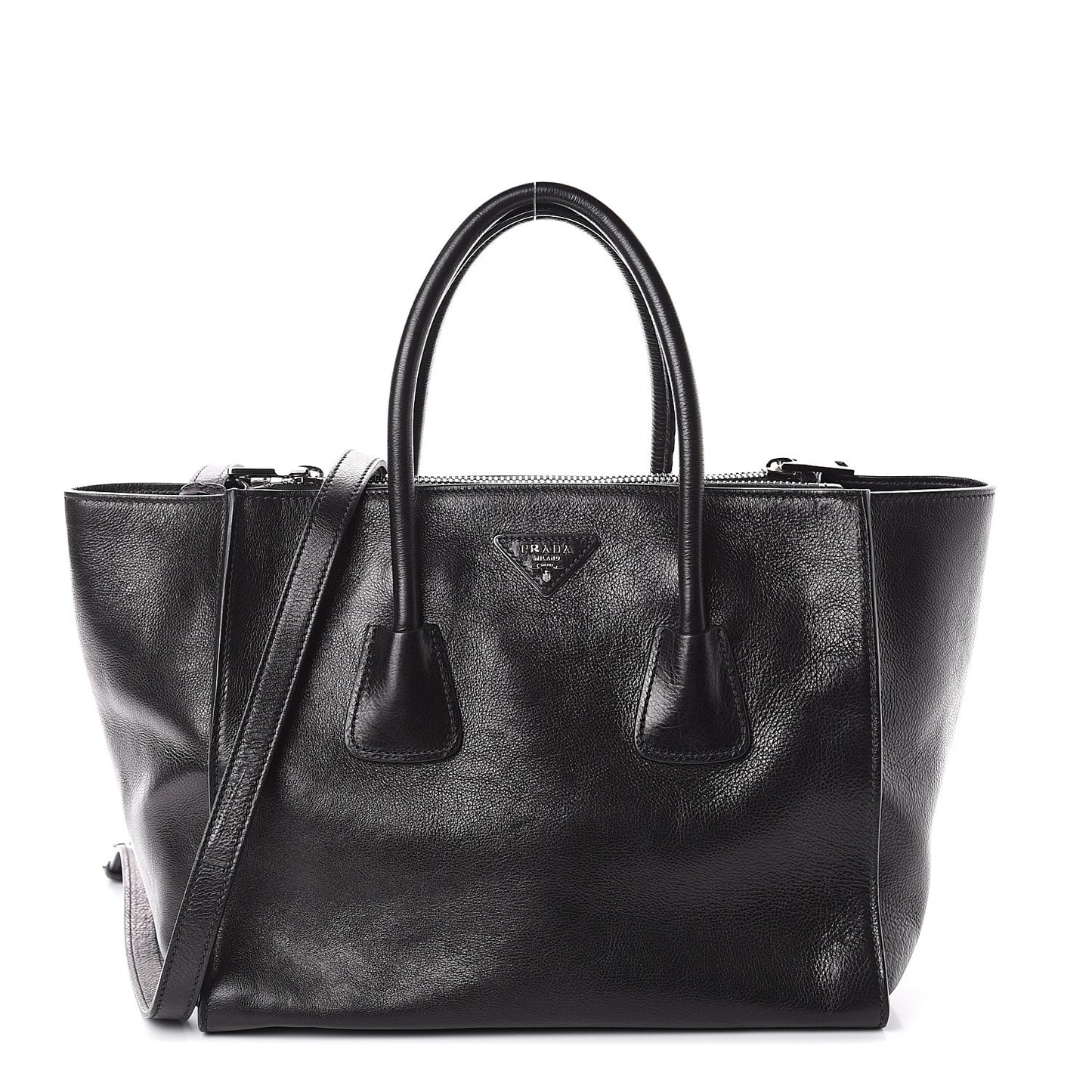 Glace Calf Twin Pocket Tote Black