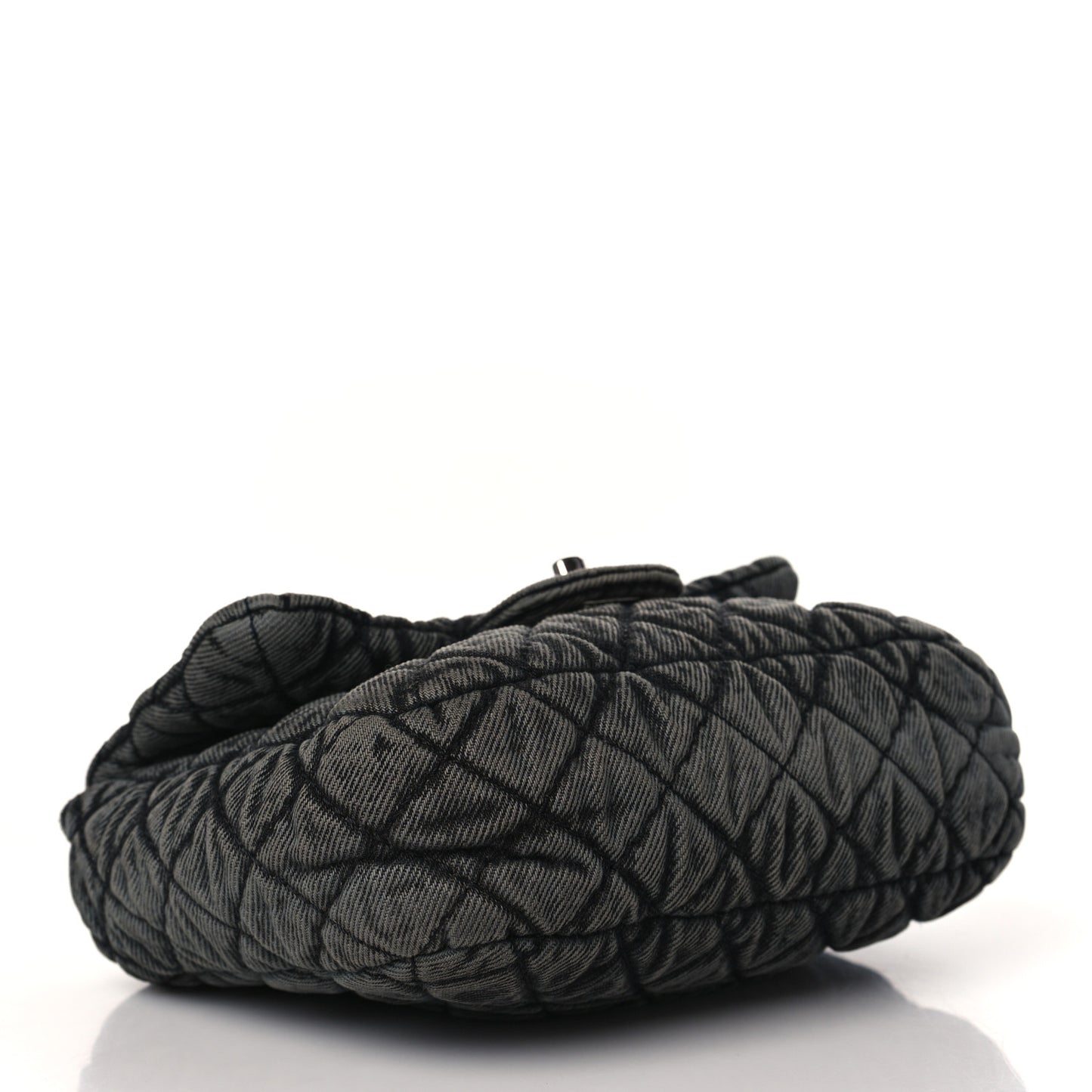 Washed Denim Quilted Small Denimpression Flap Grey Black