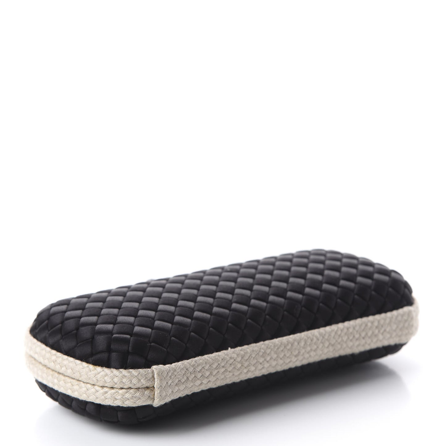 Satin Intreccio Impero Stretch Knot Clutch Black Natural