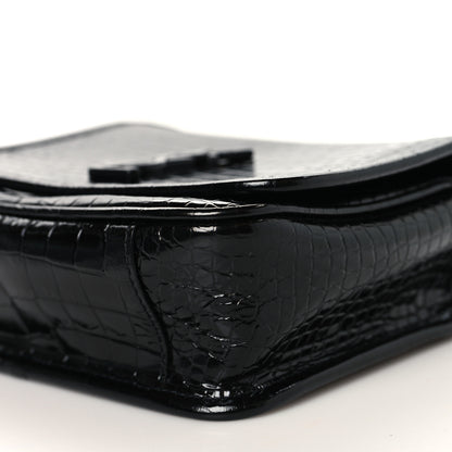 Saint Laurent Crocodile Embossed Lambskin Matelasse Monogram Niki Chain Wallet Black 10 of 11