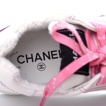 Chanel Calfskin Womens Logo Sneakers 37.5 White Pink 8 of 11
