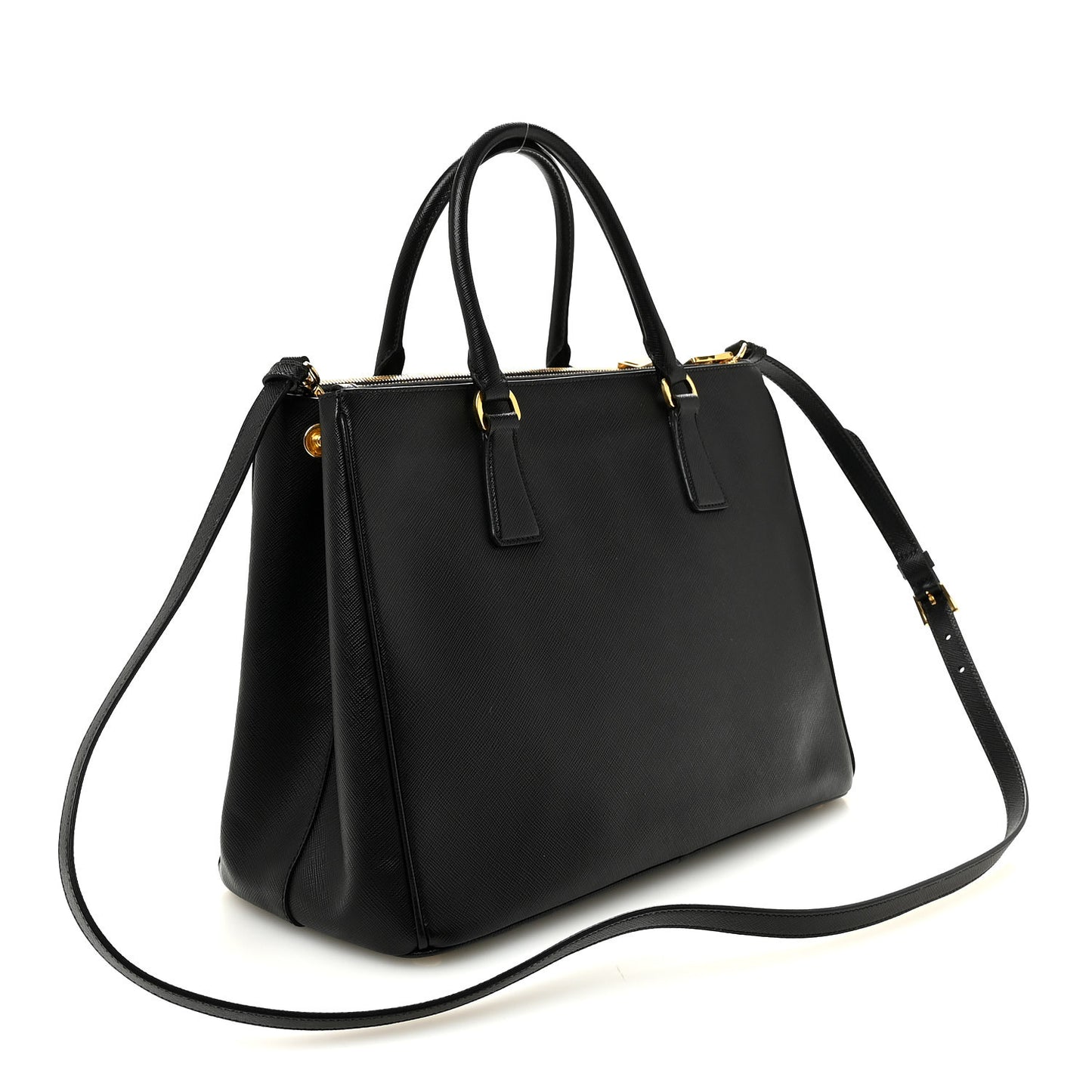 Saffiano Lux Medium Galleria Double Zip Tote Black