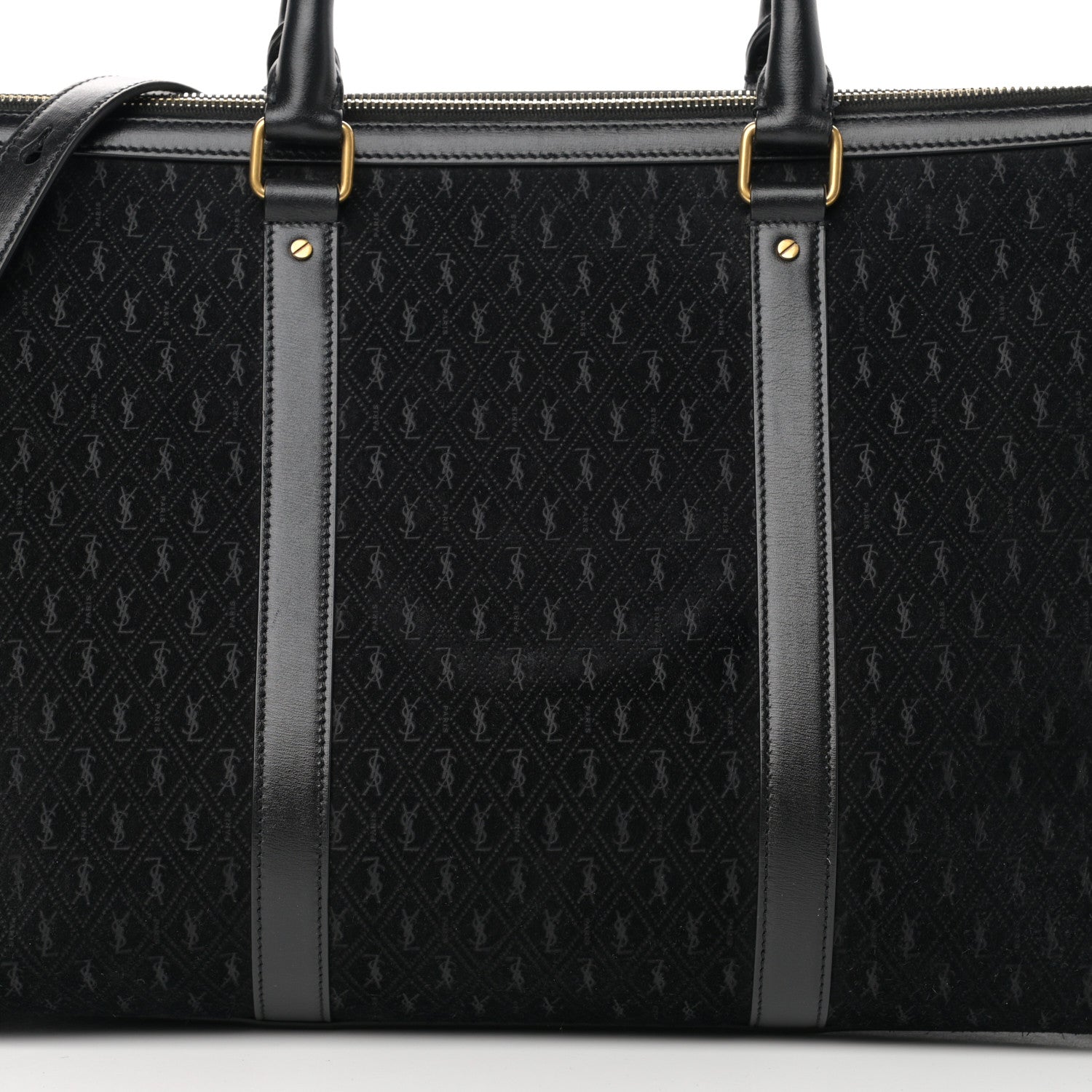 Saint Laurent Suede All-Over Monogram Medium Le Monogramme Duffle Black 14 of 24