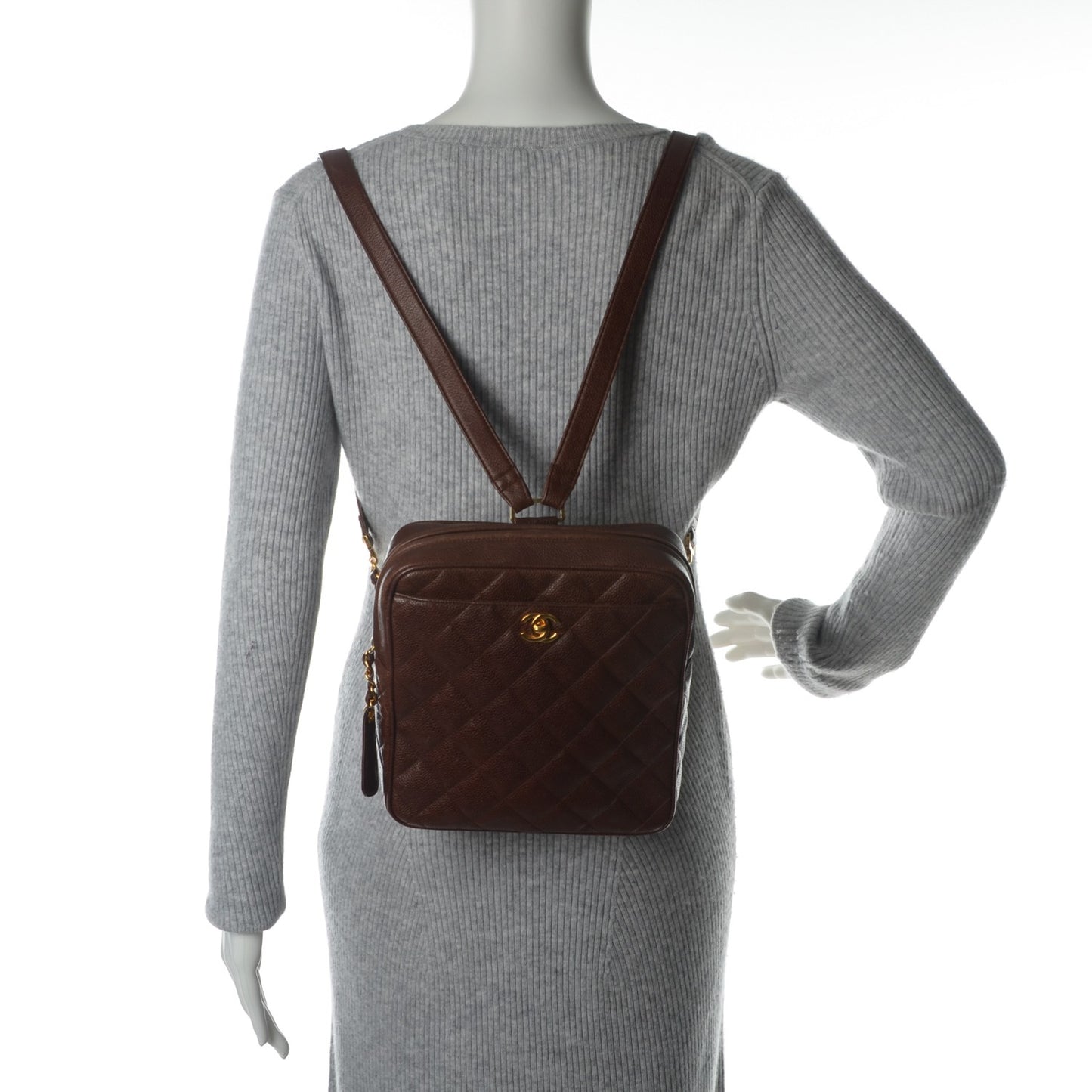 Caviar Quilted CC Backpack Brown