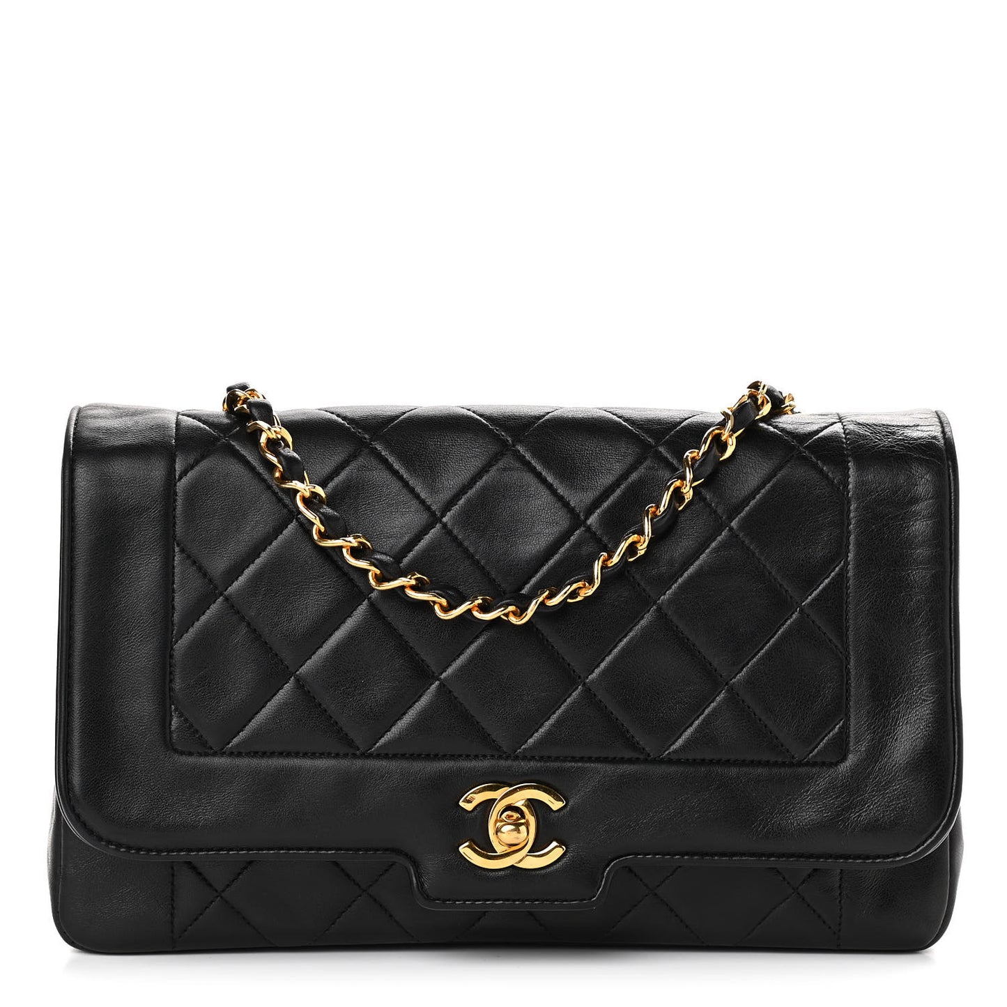 Lambskin Quilted Medium Single Flap Black