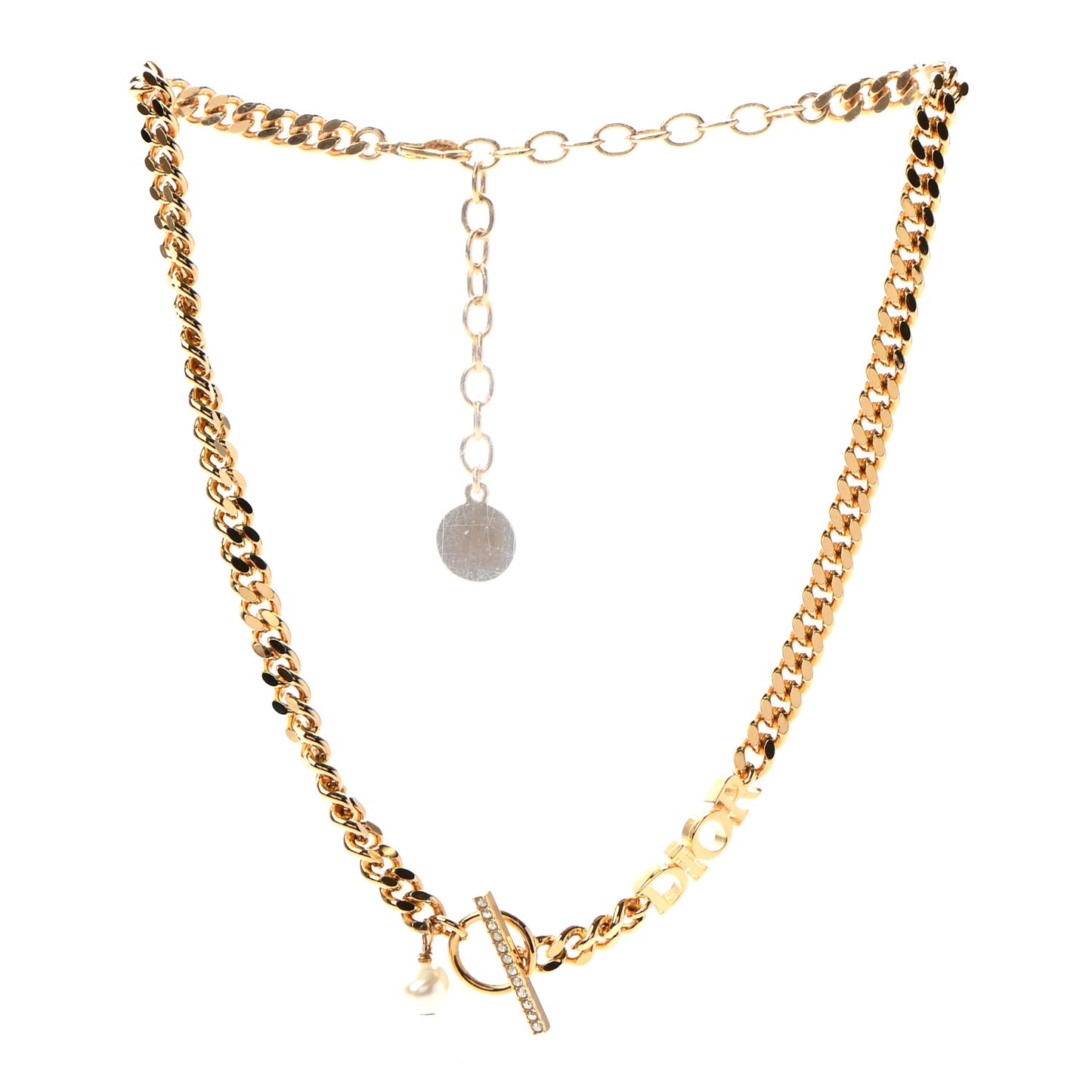 Crystal Logo Chain Necklace Gold