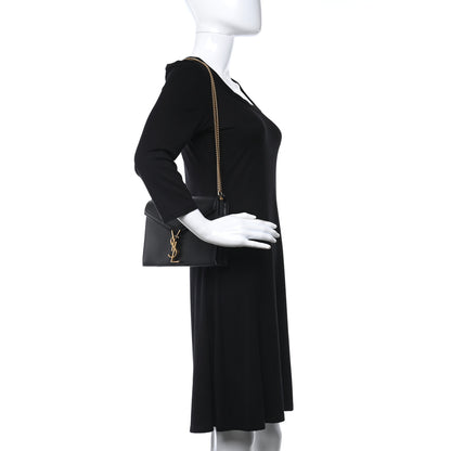 Saint Laurent Smooth Calfskin Medium Classic Monogram Cassandra Top Handle Black Rouge Legion 2 of 14