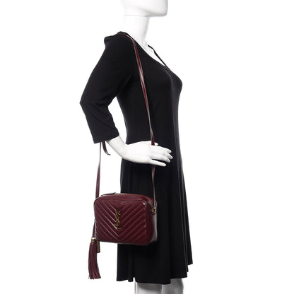 Saint Laurent Calfskin Matelasse Monogram Lou Camera Bag Dark Legion Red 2 of 10