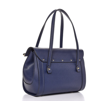 Gucci Calfskin Bamboo Bullet Top Handle Bag Uniform Blue 3 of 7