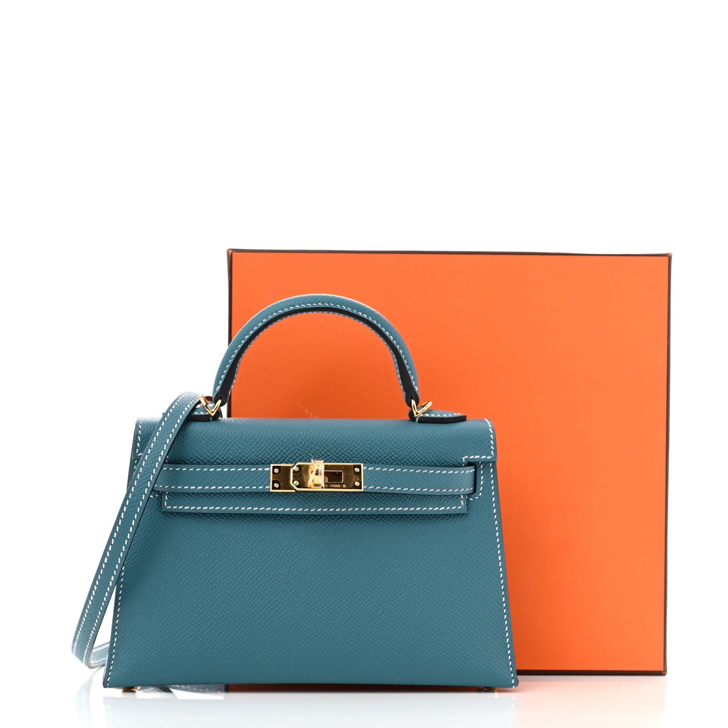 Hermes Epsom Mini Kelly Sellier 20 New Blue Jean 11 of 11