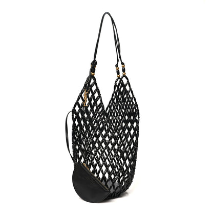 Saint Laurent Wood Beaded Hobo Bag Black 3 of 9