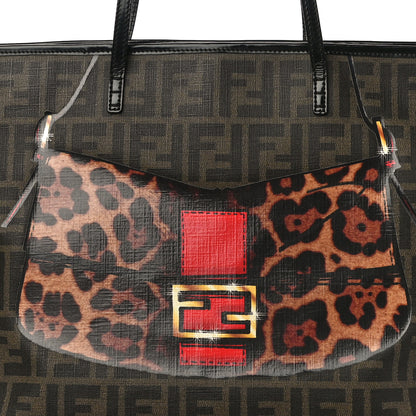 Fendi Zucca Spalmati Patent Baguette Print Medium Roll Tote Tobacco 6 of 8