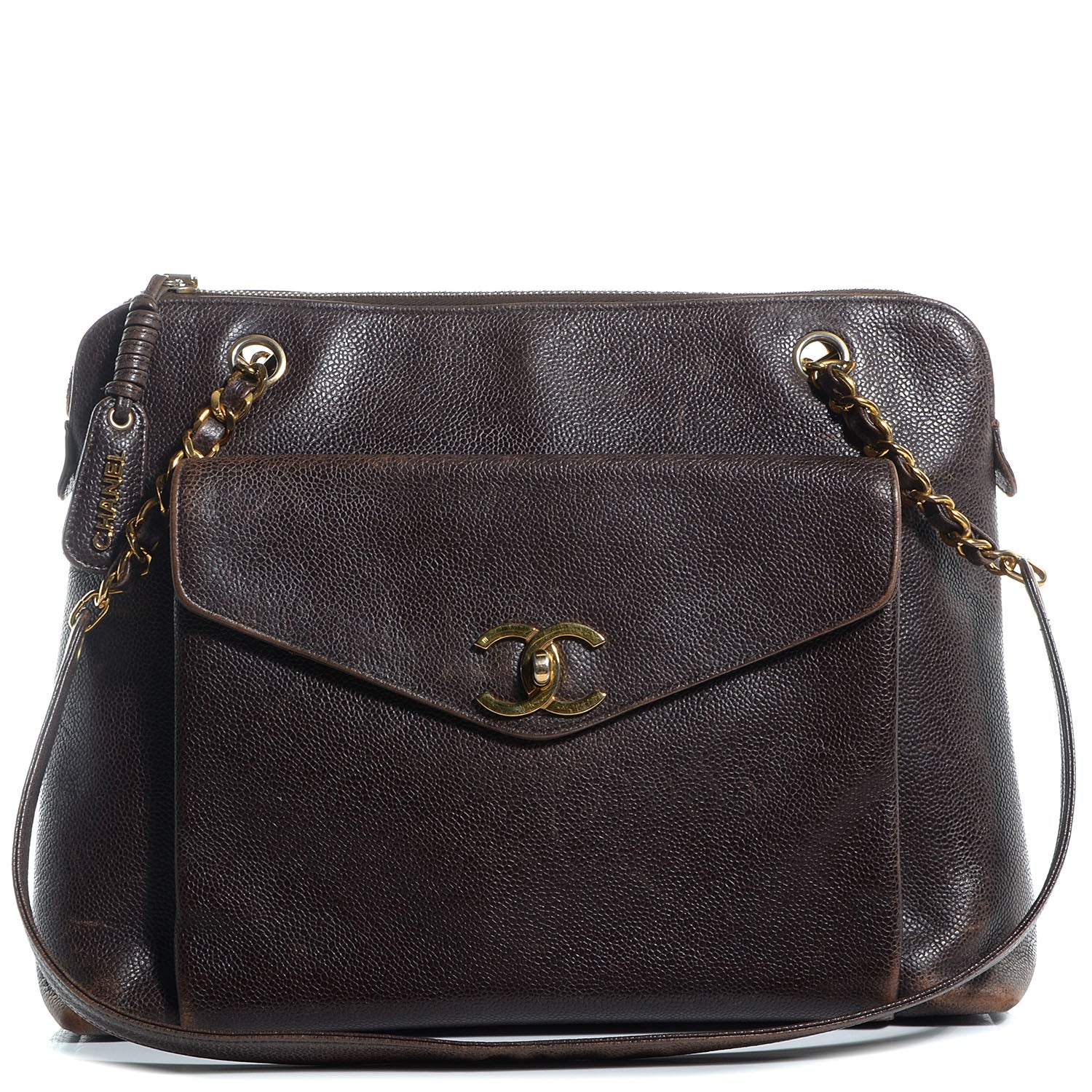Chanel Caviar Flap Shoulder Bag Dark Brown 1 of 9