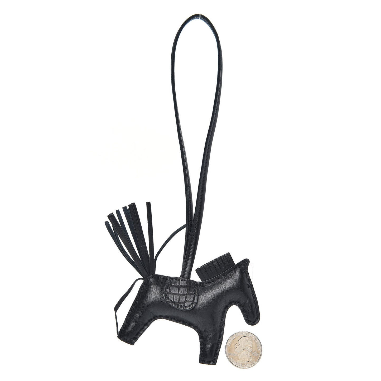 Milo Lambskin Matte Alligator Touch Grigri Rodeo Horse Bag Charm PM So Black