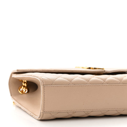 Saint Laurent Grain De Poudre Textured Mixed Matelasse Medium Triquilt Monogram Satchel Dark Beige 8 of 13