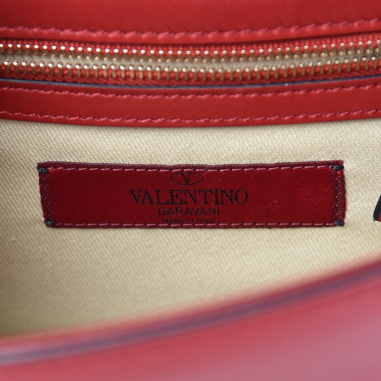 Vitello Small Glam Lock Rockstud Flap Rosso Valentino