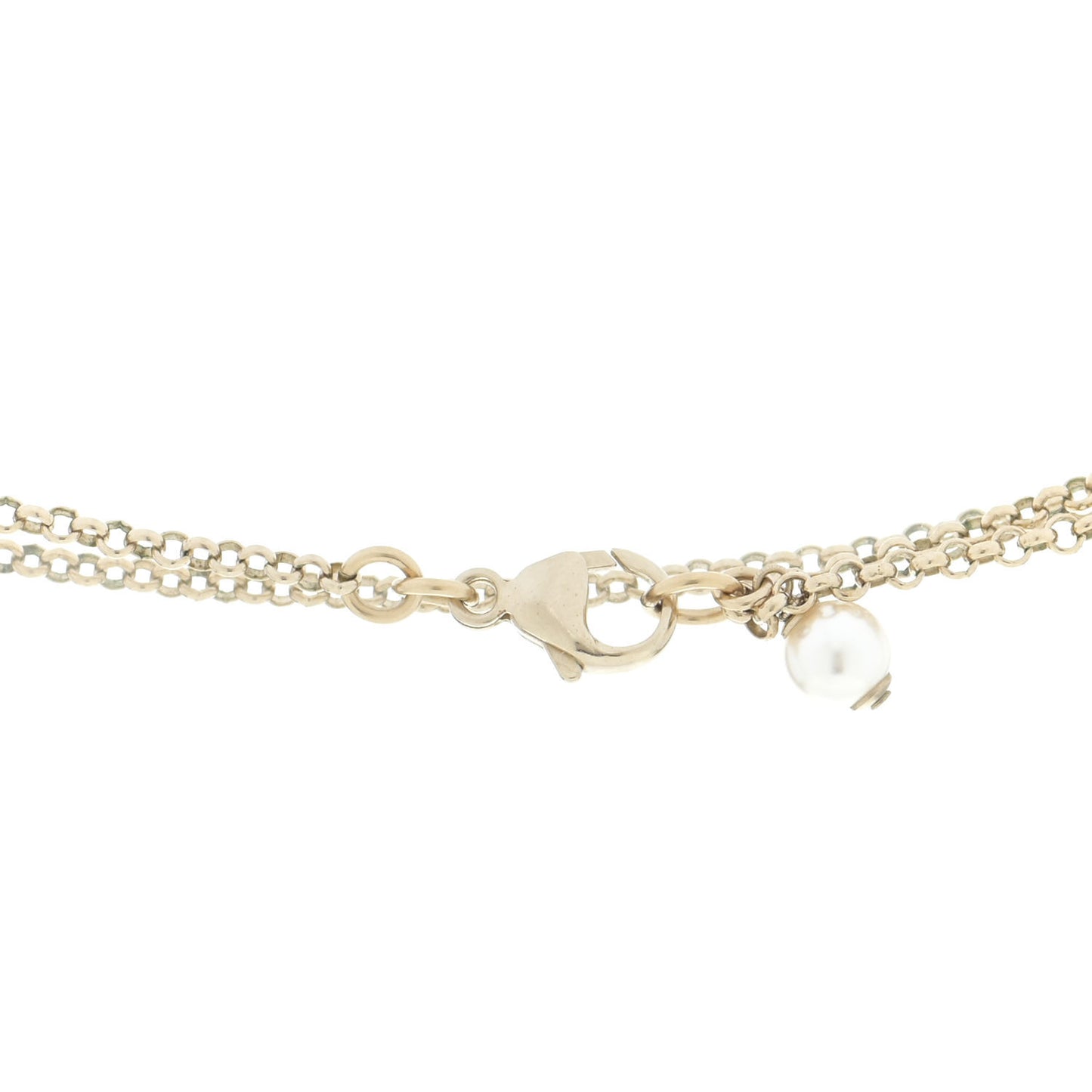 Crystal Pearl CC Pendant Necklace Gold Pink