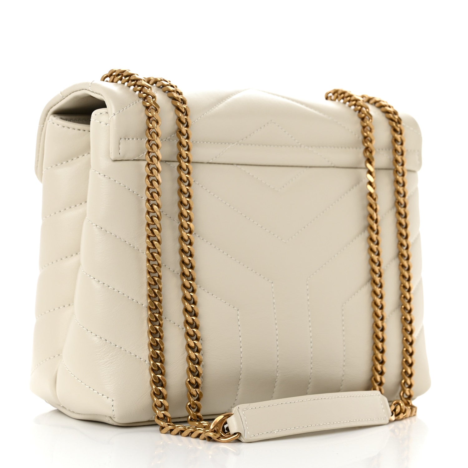 Saint Laurent Calfskin Y Quilted Monogram Small Loulou Chain Satchel Blanc Vintage 2 of 10