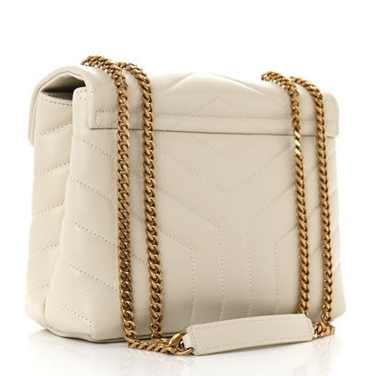Saint Laurent Calfskin Y Quilted Monogram Small Loulou Chain Satchel Blanc Vintage 2 of 10