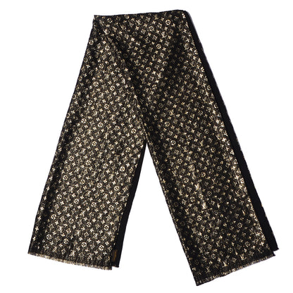 Louis Vuitton Monogram Silk So Glitter Stole Black 3 of 6