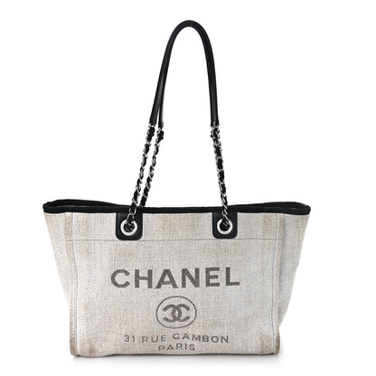 Chanel Woven Straw Raffia Small Deauville Tote Grey 1 of 11