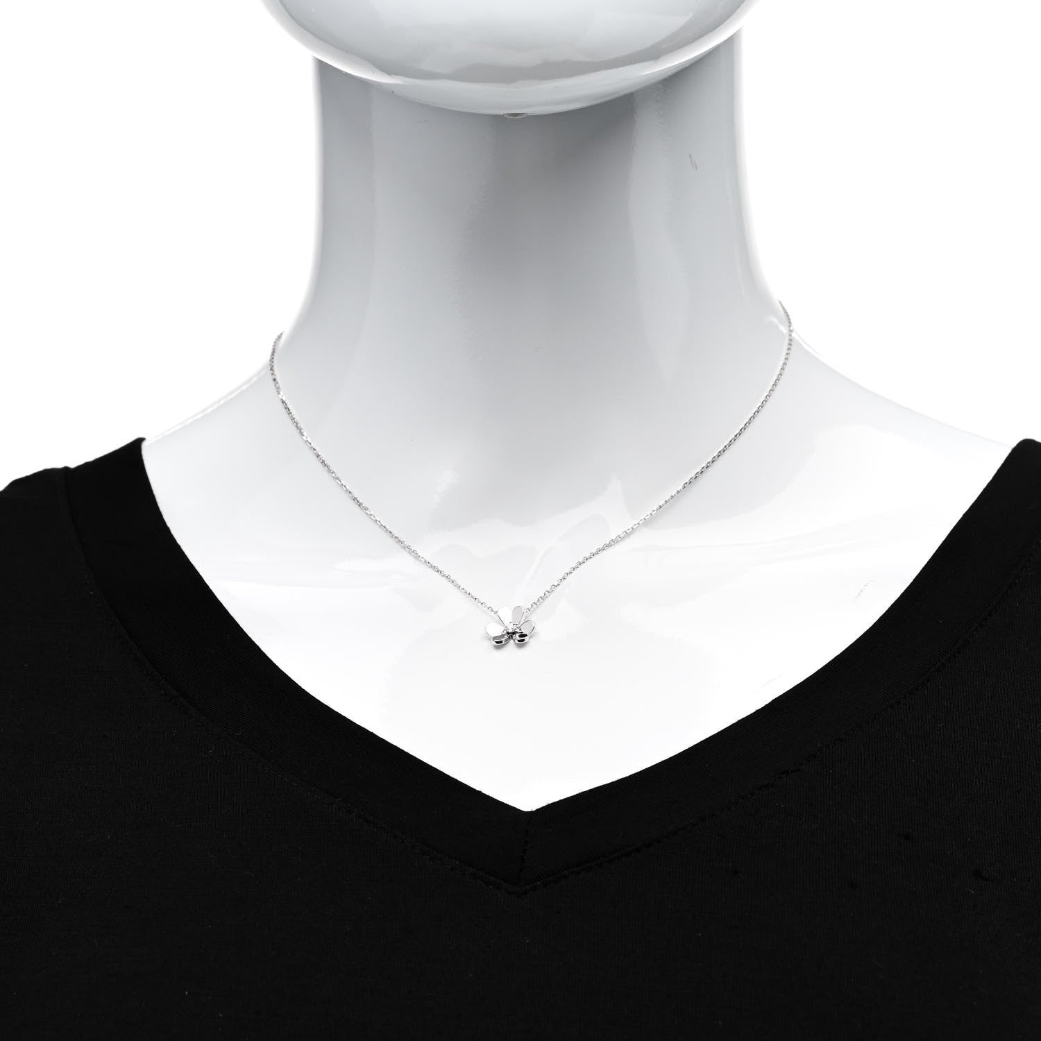 Van Cleef & Arpels 18K White Gold Diamond Mini Frivole Pendant Necklace 2 of 7