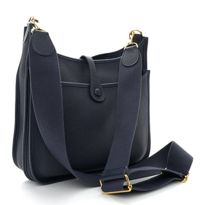 Hermes Taurillon Clemence Evelyne III PM Bleu Nuit 2 of 10