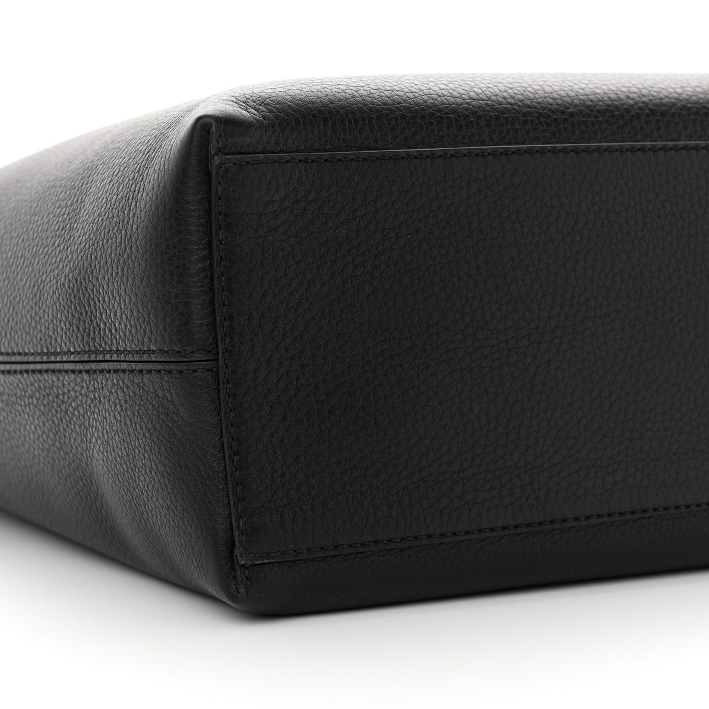 Grained Calfskin Rockstud Shoulder Tote Black