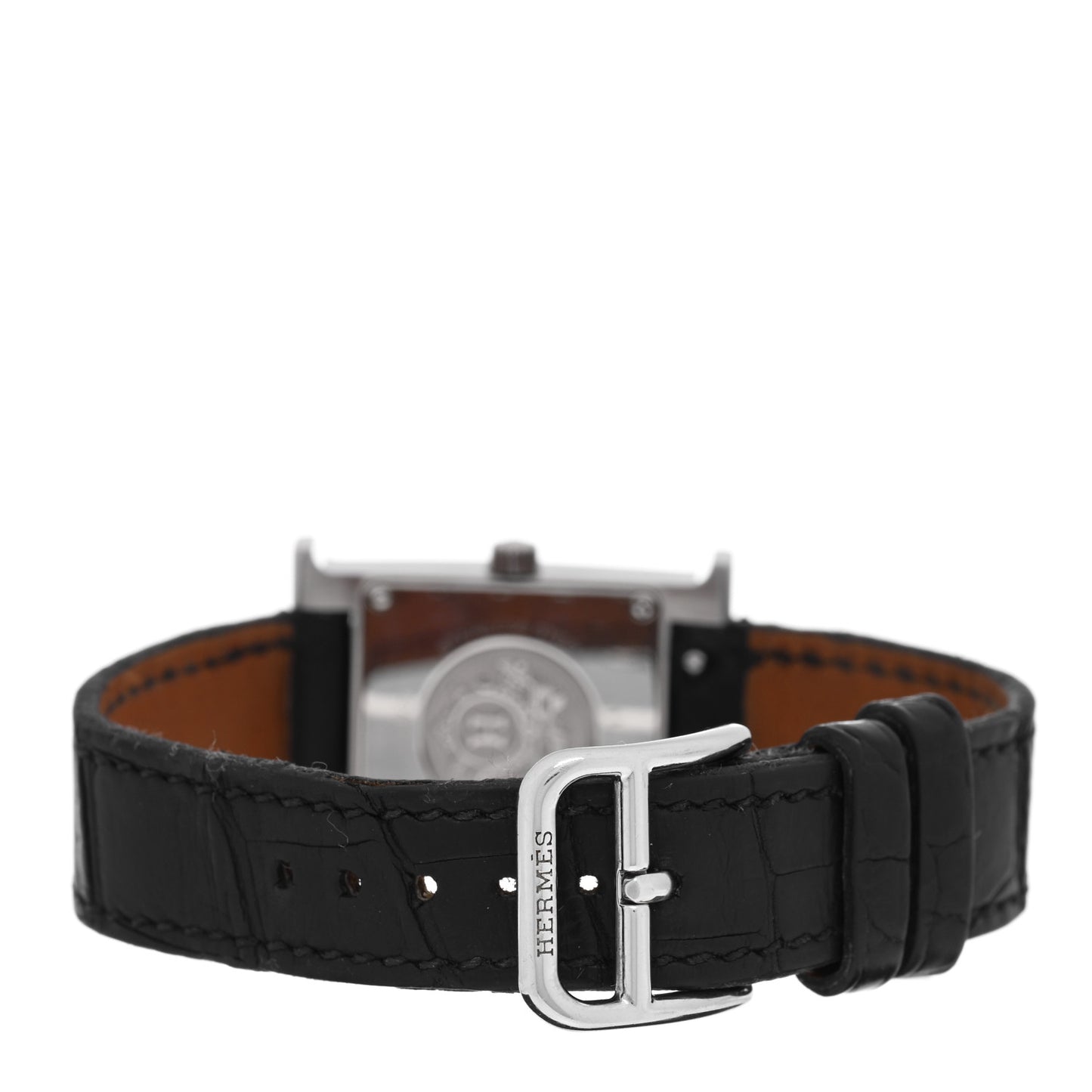 Stainless Steel Alligator Diamond Mother of Pearl 21mm Heure H Hour Quartz Watch Noir