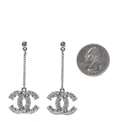 Chanel Baguette Crystal CC Drop Earrings Silver 2 of 4