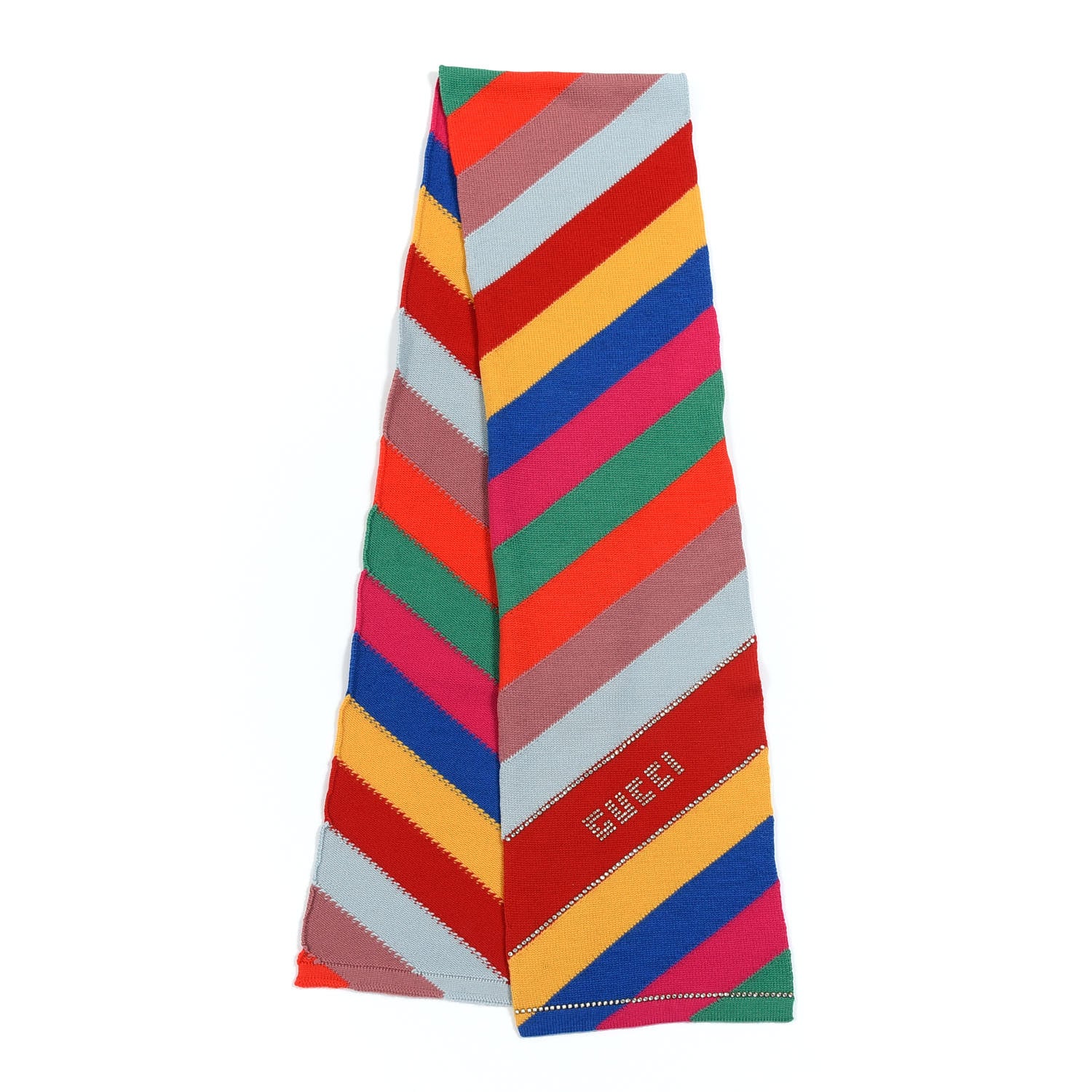 Gucci Wool Crystal Logo Stripe Multihimalong Scarf Multicolor 2 of 4