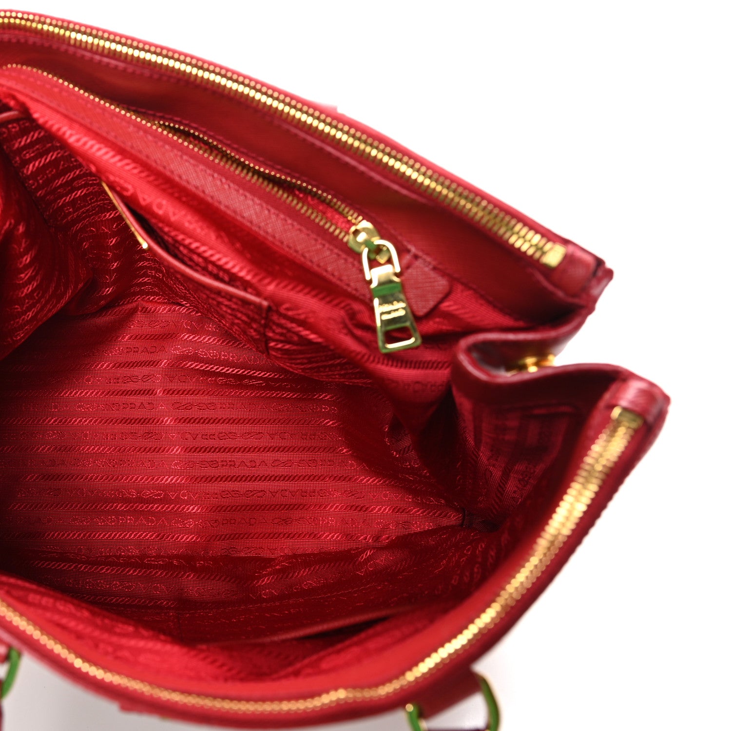 Prada Saffiano Lux Large Double Zip Tote Fuoco 5 of 9
