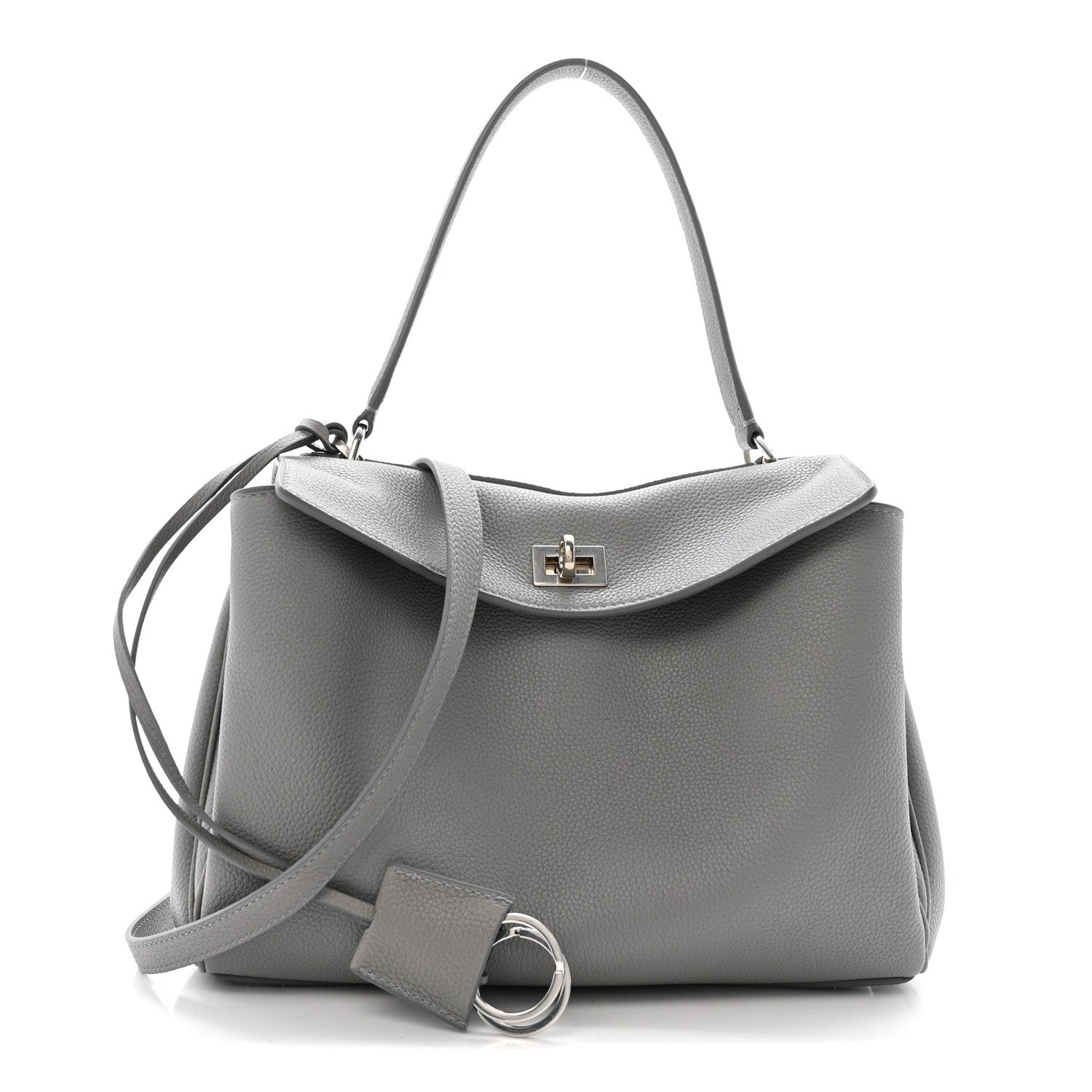 Balenciaga Grained Calfskin Small Rodeo Top Handle Handbag Grey 1 of 12