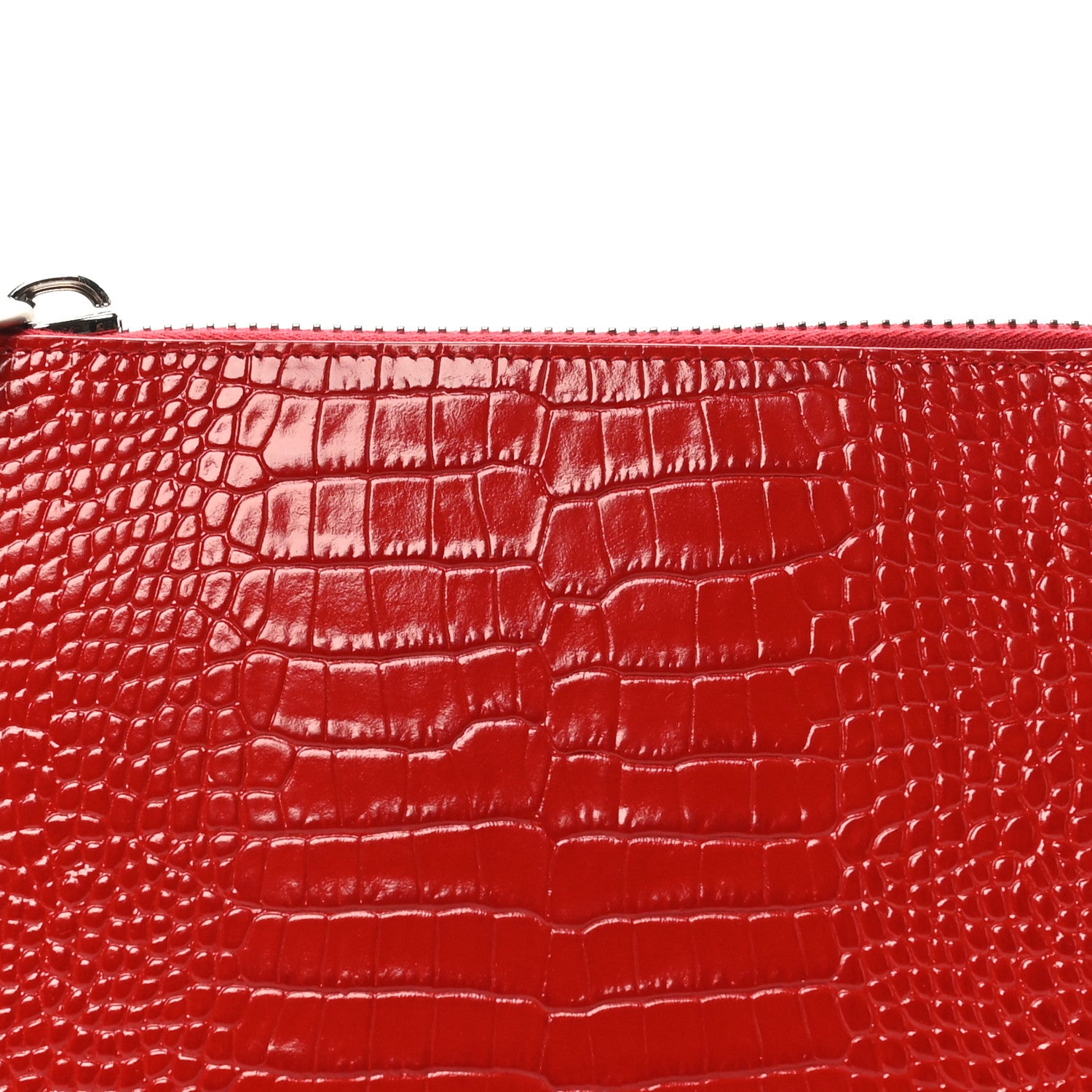 ◆Christian Louboutin ボディバッグ レッド 01030 Christian Louboutin Calfskin Crocodile Embossed Mini Cabata Pouch