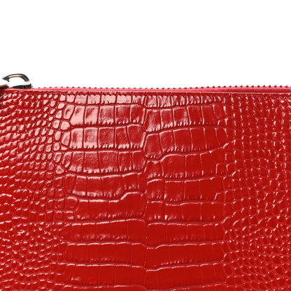 Christian Louboutin Calfskin Crocodile Embossed Mini Cabata Pouch Loubi 7 of 9