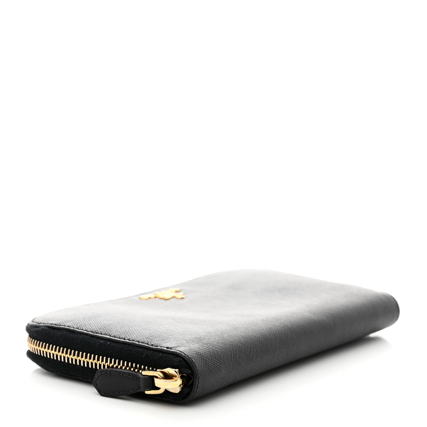 Prada Saffiano Metal Zip Around Wallet Black 4 of 7