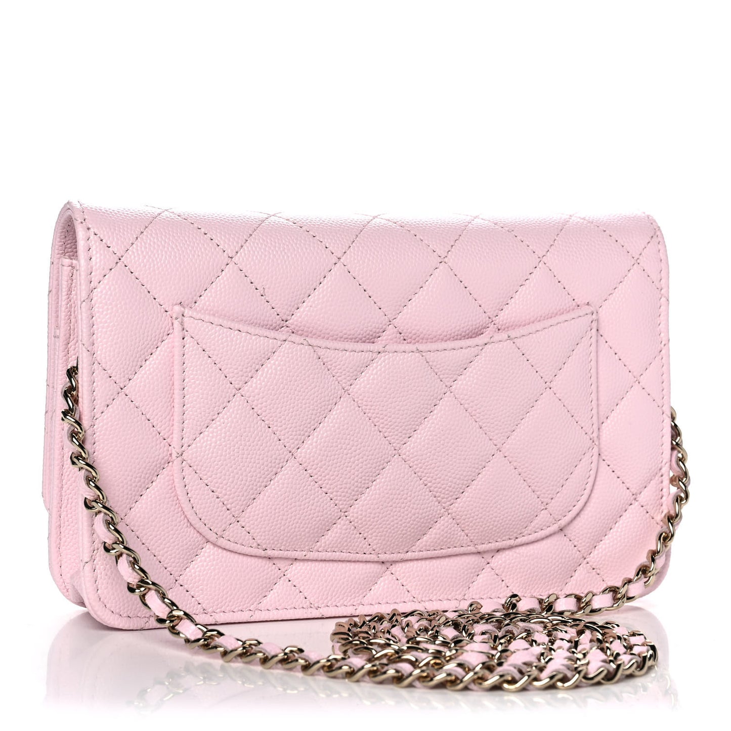 Caviar Quilted Wallet On Chain WOC Light Pink