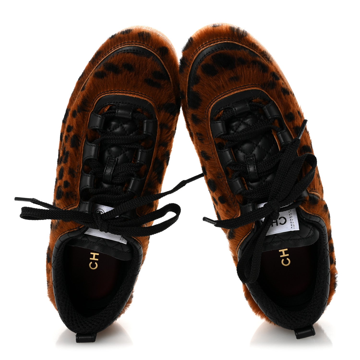 Chanel Lambskin Cheetah Print Quilted Sneakers 38 Brown Black 2 of 10