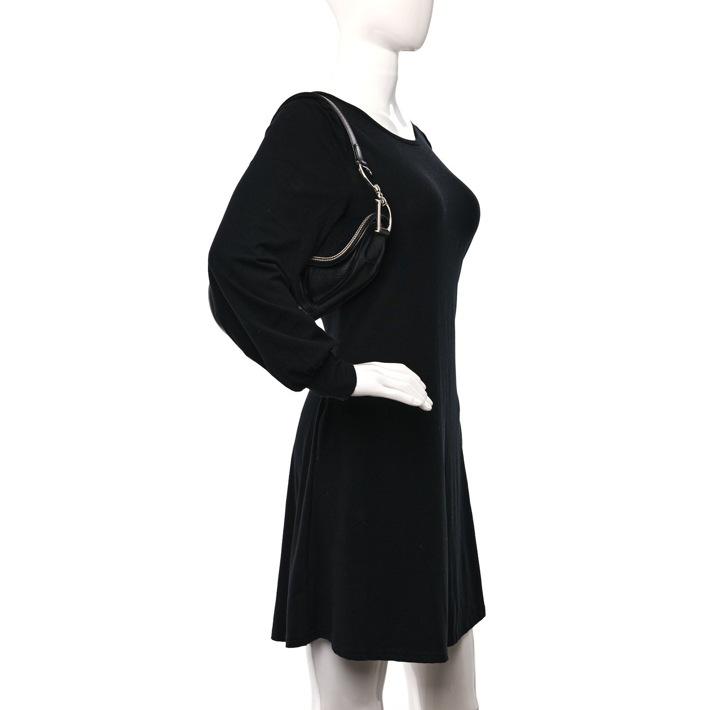 Shiny Goatskin Saddle Bag Black