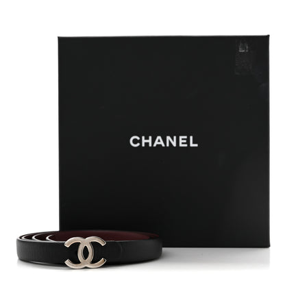 Chanel Calfskin CC Skinny Reversible Belt 85 34 Black Burgundy 8 of 8